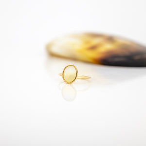 READY TO SHIP Bezel Set Mother Of Pearl Ring - 14k Gold Fill FJD$