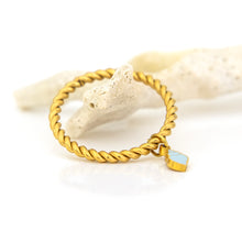 Load image into Gallery viewer, Twisted Rope Ring with Charm - Gold Plated FJD$
