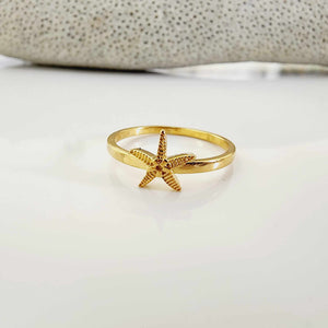 READY TO SHIP Mini Starfish Ring - 18k Gold Vermeil FJD$