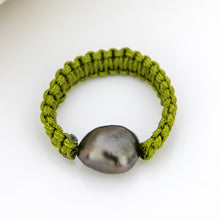 Load image into Gallery viewer, READY TO SHIP Fiji Saltwater Keshi Pearl Ring - Nylon FJD$
