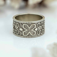 READY TO SHIP - Unisex Tapa Band - 9k Solid White Gold FJD$