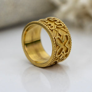 READY TO SHIP - Unisex Tapa Band - 9k Solid Gold FJD$