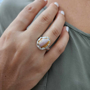 READY TO SHIP Hand-Cast Cowrie Shell Ring - 925 Sterling Silver FJD$