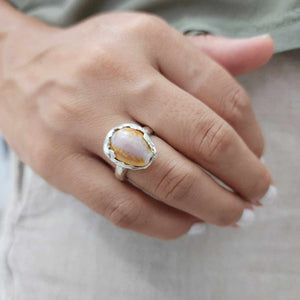 READY TO SHIP Hand-Cast Cowrie Shell Ring - 925 Sterling Silver FJD$