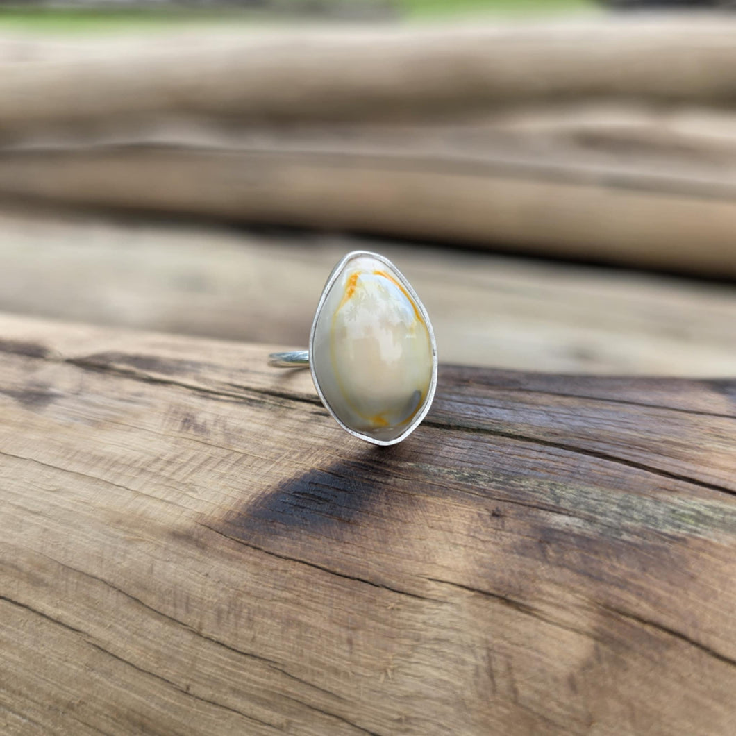 READY TO SHIP Bezel Set Shell Ring - 925 Sterling Silver FJD$