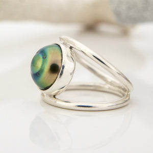 READY TO SHIP Fiji Saltwater Pearl Double Band Ring - 925 Sterling Silver FJD$