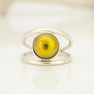 READY TO SHIP Fiji Saltwater Pearl Double Band Ring - 925 Sterling Silver FJD$