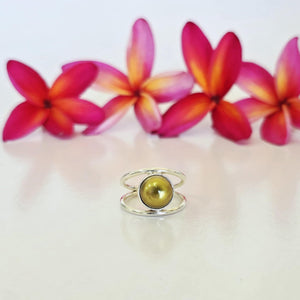 READY TO SHIP Fiji Saltwater Pearl Double Band Ring - 925 Sterling Silver FJD$