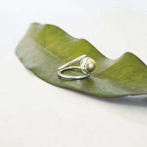 READY TO SHIP Fiji Saltwater Pearl Double Band Ring - 925 Sterling Silver FJD$
