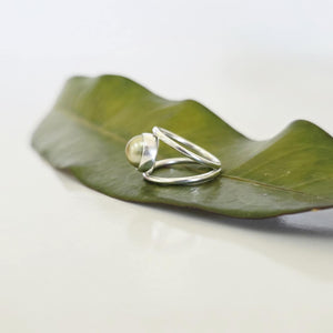 READY TO SHIP Fiji Saltwater Pearl Double Band Ring - 925 Sterling Silver FJD$