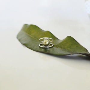READY TO SHIP Fiji Saltwater Pearl Double Band Ring - 925 Sterling Silver FJD$