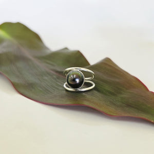 READY TO SHIP Fiji Saltwater Pearl Double Band Ring - 925 Sterling Silver FJD$