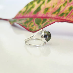 READY TO SHIP Fiji Saltwater Pearl Double Band Ring - 925 Sterling Silver FJD$