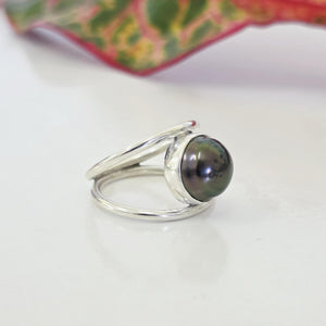 READY TO SHIP Fiji Saltwater Pearl Double Band Ring - 925 Sterling Silver FJD$