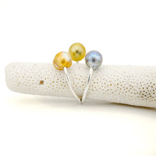 Load image into Gallery viewer, READY TO SHIP Civa Fiji Saltwater Pearl Trio Ring - 925 Sterling Silver FJD$
