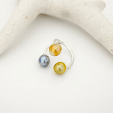 Load image into Gallery viewer, READY TO SHIP Civa Fiji Saltwater Pearl Trio Ring - 925 Sterling Silver FJD$
