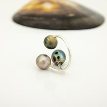 Load image into Gallery viewer, READY TO SHIP Civa Fiji Saltwater Pearl Trio Ring - 925 Sterling Silver FJD$
