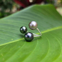 Load image into Gallery viewer, READY TO SHIP Civa Fiji Saltwater Pearl Trio Ring - 925 Sterling Silver FJD$
