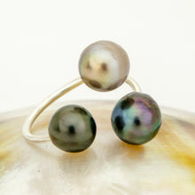 Load image into Gallery viewer, READY TO SHIP Civa Fiji Saltwater Pearl Trio Ring - 925 Sterling Silver FJD$
