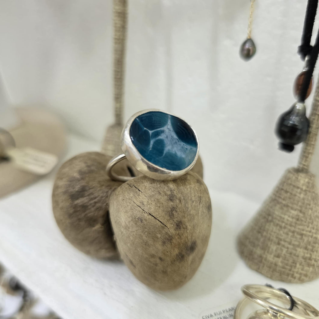 READY TO SHIP Adorn Pacific x Hot Glass Bezel Set Ring - 925 Sterling Silver FJD$