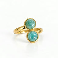 Adjustable gold plated stainless steel ring with recycled ocean plastic set in resin