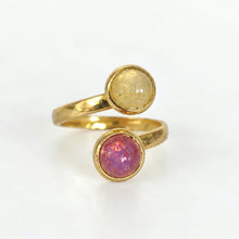 Load image into Gallery viewer, Adjustable gold plated stainless steel ring with recycled ocean plastic set in resin
