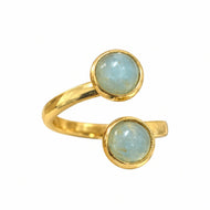 Adjustable gold plated stainless steel ring with recycled ocean plastic set in resin