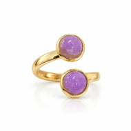 Adjustable gold plated stainless steel ring with recycled ocean plastic set in resin