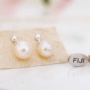 READY TO SHIP Freshwater Pearl Necklace & Earring Set - 925 Sterling Silver FJD$