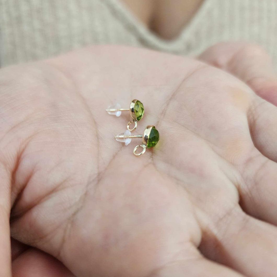 CUSTOM Peridot Stud Earring Setting - 14k Gold Fill