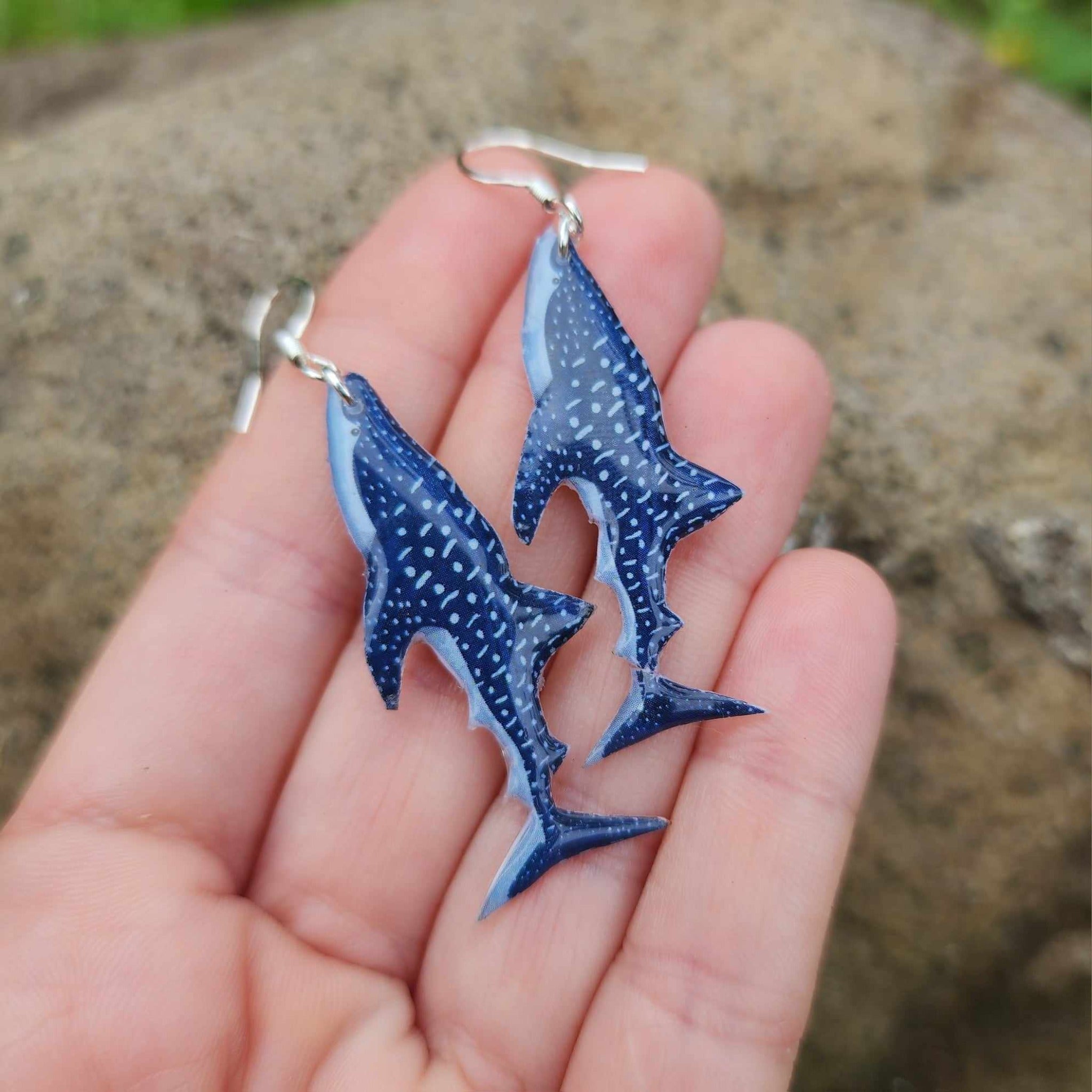 READY TO SHIP Shark Resin Earrings 925 Sterling Silver FJD