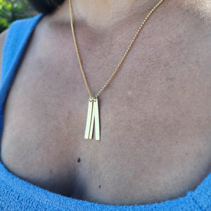 CUSTOM ENGRAVABLE Triple Bar Necklace  - 14k Gold Fill FJD$