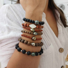 Load image into Gallery viewer, READY TO SHIP Wooden Bead Saltwater Pearl Bracelet in 14k Gold Fill - FJD$
