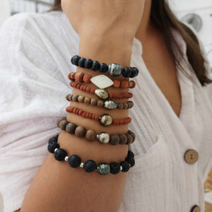 READY TO SHIP Wooden Bead Saltwater Pearl Bracelet in 14k Gold Fill - FJD$