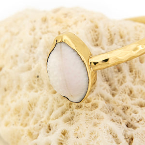 READY TO SHIP Civa Fiji Saltwater Bezel Set Pearl & Shell Cuff - 14k Gold Fill FJD$