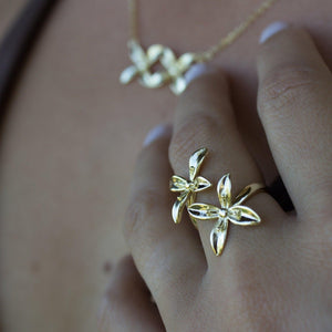 READY TO SHIP Frangipani Bua Set - 925 Sterling Silver or 18k Gold Vermeil FJD$