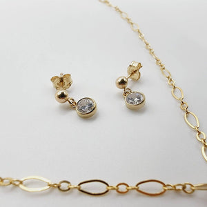 READY TO SHIP Zirconia Necklace and Stud Earrings Set in 14k Gold Fill - FJD$ - Adorn Pacific - All Products