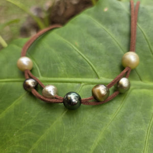 READY TO SHIP Unisex Fiji Saltwater Pearl Suede Leather Necklace - FJD$