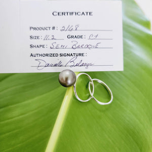 READY TO SHIP - Civa Fiji Saltwater Pearl Ring with Grade Certificate #2168 - 925 Sterling Silver FJD$ - Adorn Pacific - Rings