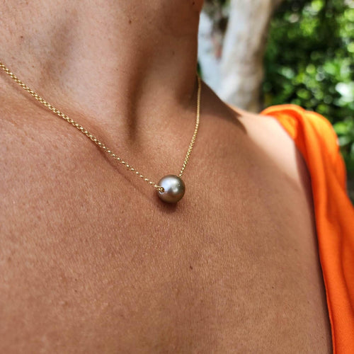 CONTACT US TO RECREATE THIS SOLD OUT STYLE Civa Fiji Pearl Gold Necklace with Grade Certificate #2173 -FJD$ - Adorn Pacific - All Products