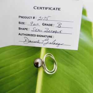 READY TO SHIP - Civa Fiji Saltwater Pearl Ring with Grade Certificate #2175 - 925 Sterling Silver FJD$ - Adorn Pacific - Rings