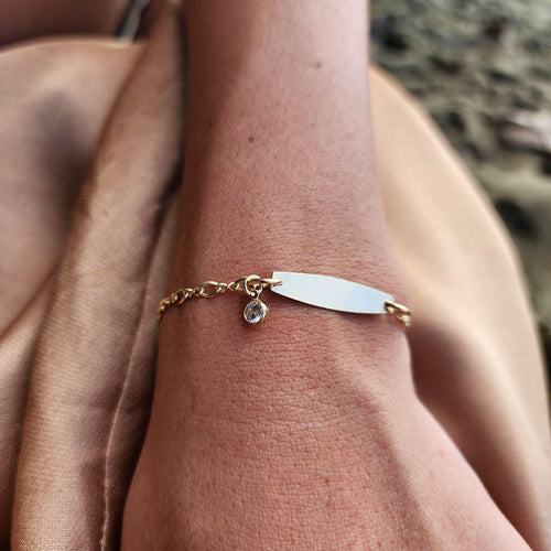 CUSTOM ENGRAVED - Zirconia Charm Name Bracelet - 14k Gold Fill FJD$ - Adorn Pacific - Bracelets