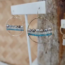 Load and play video in Gallery viewer, READY TO SHIP - Keshi Pearl &amp; Glass Beads Hoop Earrings - 14k Gold Fill FJD$
