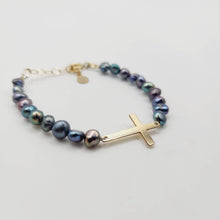 Load image into Gallery viewer, READY TO SHIP Freshwater Pearl Cross Bracelet - 14k Gold Fill FJD$ - Adorn Pacific - All Products
