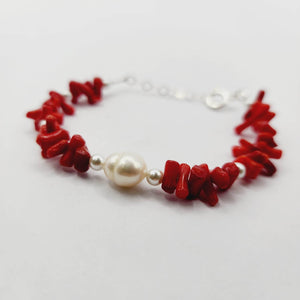 READY TO SHIP Freshwater Pearl Red Coral Bracelet - FJD$ - Adorn Pacific - All Products