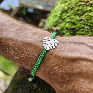 READY TO SHIP Unisex Monstera Woven Bracelet - 925 Sterling Silver & Nylon FJD$ - Adorn Pacific - All Products