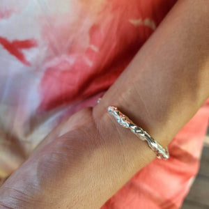 READY TO SHIP Free Flow Seaglass Bangle - 925 Sterling Silver FJD$
