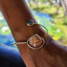 Load image into Gallery viewer, READY TO SHIP Bezel Set Gemstone &amp; Shell Bangle - 925 Sterling Silver FJD$ - Adorn Pacific - All Products
