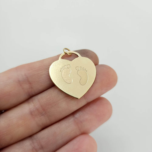 CUSTOM ENGRAVED Baby Steps Heart Charm - 14k Gold Fill FJD$ - Adorn Pacific - Charms & Pendants