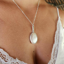 Load image into Gallery viewer, READY TO SHIP Bezel set Mother of Pearl Necklace with Pasifika detail- 925 Sterling Silver FJD$ - Adorn Pacific - All Products
